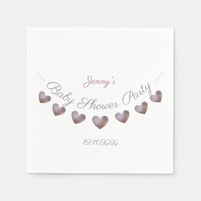 lila personlig  babydusch pappersservett (Framsidan)