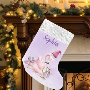 Lila Personlig Flamingo Högtid Liten Julstrumpa