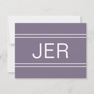 Lila Personlig Monogram Initialer Chic Namn Anteckningskort