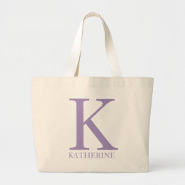 Lila Personlig Namn Monogram Initial Jumbo Tygkasse