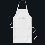 Lila Personlig-skript namn vuxen--plattan Långt Förkläde<br><div class="desc">Vi presenterar vår Lila Personlig Script Namn Vuxen Apron, en snyggt och elegant för att hysa botaniska verkstäder, kokklasser eller varje händelse där personlig aprons gör fina avarter. På den här plattan finns en elegant lila färg och ett skript som gör utformningen mer sofistikerad. Anpassa plattorna med gästernas namn med...</div>