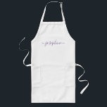 Lila Personlig-skript namn vuxen--plattan Långt Förkläde<br><div class="desc">Vi presenterar vår Lila Personlig Script Namn Vuxen Apron, en snyggt och elegant för att hysa botaniska verkstäder, kokklasser eller varje händelse där personlig aprons gör fina avarter. På den här plattan finns en elegant lila färg och ett skript som gör utformningen mer sofistikerad. Anpassa plattorna med gästernas namn med...</div>