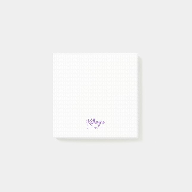 Lila Personlig Sticka Stitch Post-it Notes Block (Framsida)