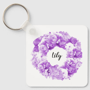 Lila Personlig Utandning Bridesmaid Keychain Nyckelring