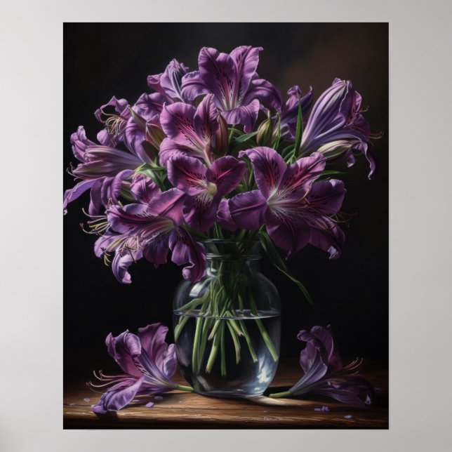 Lila Peruvian Lily Flowers Art Print Poster (Framsidan)
