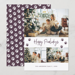 Lila Pet Owner Photo Lycklig Pawlidays-kort Julkort