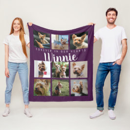 Lila Pet Photo Collage Memory Keepsak Namn Fleecefilt
