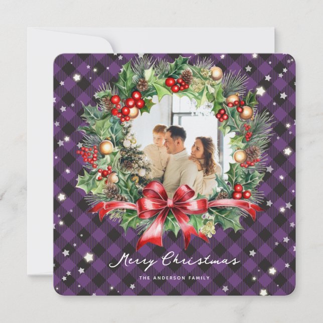 Lila Pets Wandeand Photo God jul Card Julkort (Framsida)