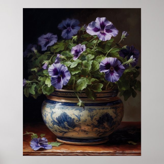 Lila Petunia Flowers Art Print Poster (Framsidan)