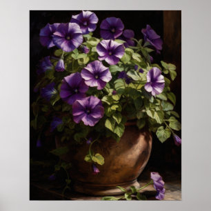 Lila Petunia Flowers Art Print Poster