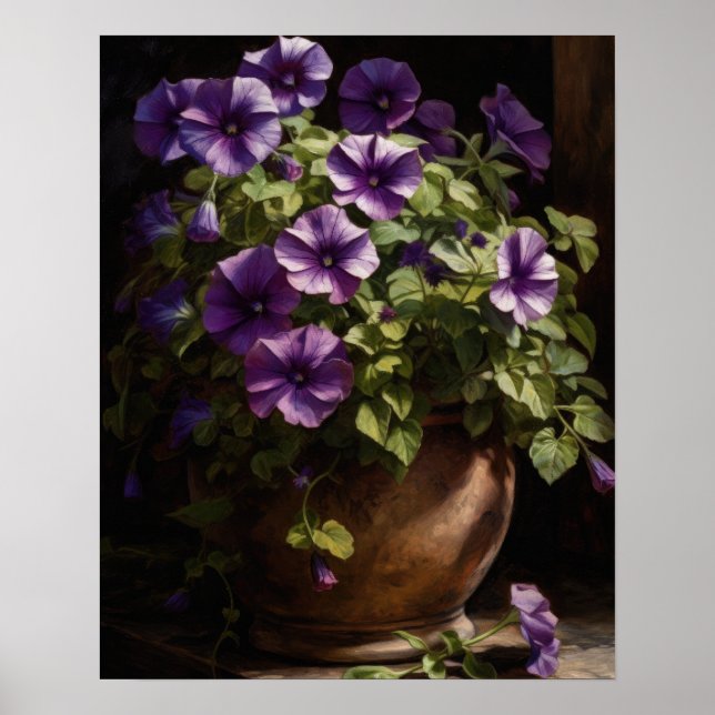 Lila Petunia Flowers Art Print Poster (Framsidan)