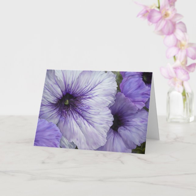 Lila Petunia Flowers Blommigt Art Note Card Kort (Orkide)