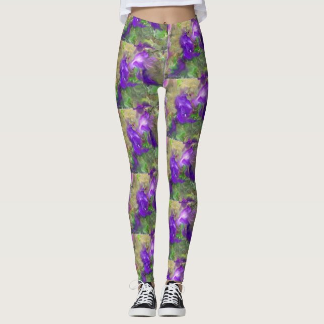 Lila Petunias Abstrakt Leggings (Framsida)