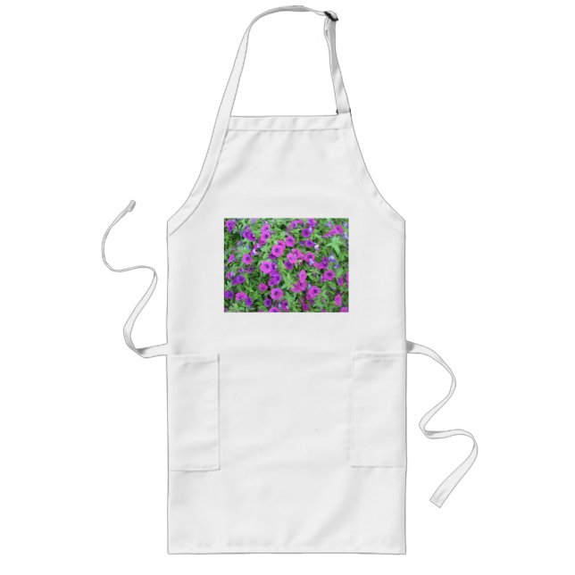 Lila Petunias Apron Långt Förkläde (Framsidan)
