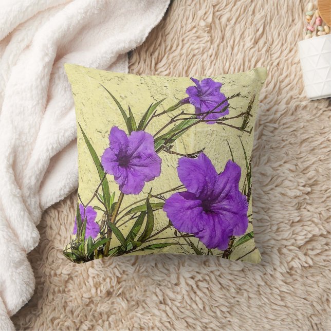 Lila Petunias Closeup Kudde (Filt)
