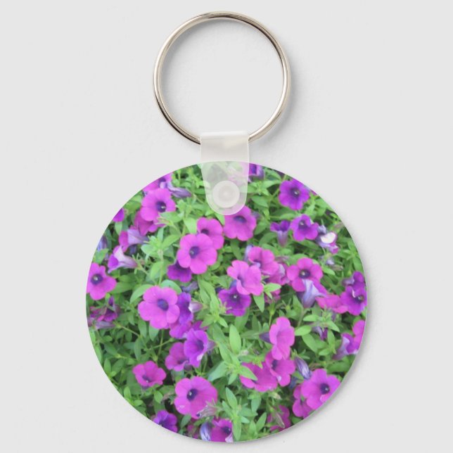 Lila Petunias Keychain Nyckelring (Framsida)