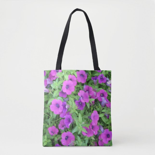 Lila Petunias Tote Bag Tygkasse (Framsida)
