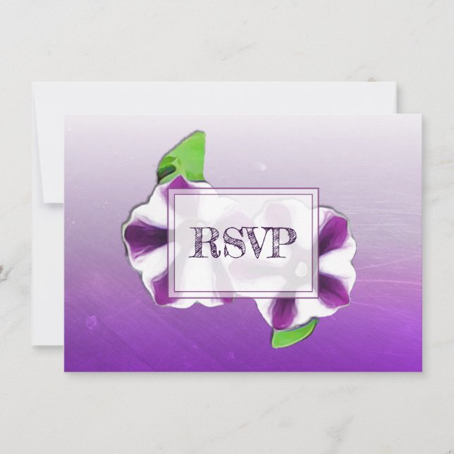 Lila Petunior Blommig Bröllops-RSVP & Meny Inbjudningar (Framsida)