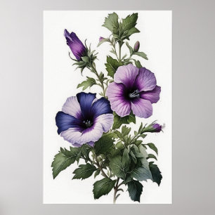 Lila Petunior Blommig Konsttryck Poster