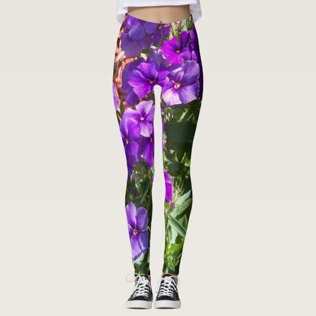 Lila Phlox-blommor på dessa fantastisk Leggings (Framsida)