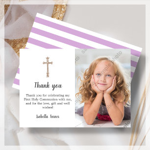 Lila Photo First Heliga Commo Tack you Card Kort