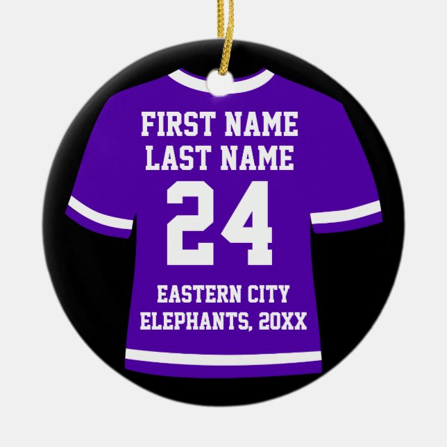 Lila Photo Football Soccer Hockey Sports Jersey Julgransprydnad Keramik (Framsidan)