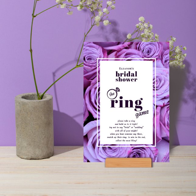 Lila Photo Möhippa Ring-spel Tabletop Card Inbjudningar (Skapare uppladdad)