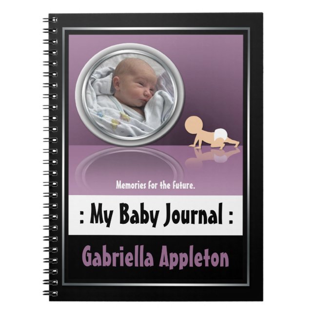 Lila Photo Reflection - My Baby Journal Anteckningsbok Med Spiral (Framsidan)
