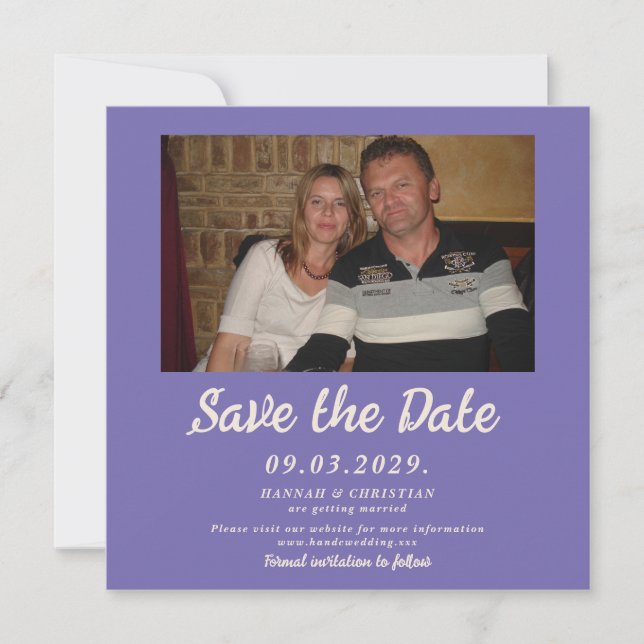 Lila Photo Save the Date Square Inbjudningar (Framsida)