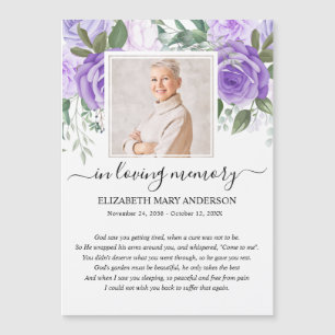 Lila Photo Sympathy Funeral Prayer Card
