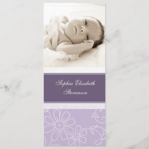Lila Photo Template Nyfödd bebis Birth Notice Meddelande
