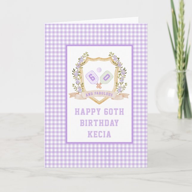 Lila Pickleball Birthday Card Tack Kort (Framsida)