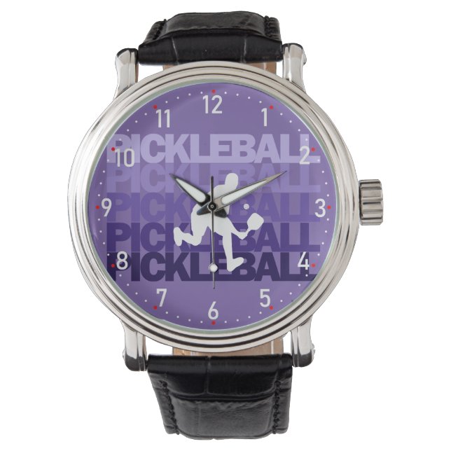 💜 Lila Pickleball silhouette Pickleball Armbandsur (Framsida)