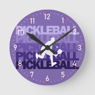 💜 Lila Pickleball silhouette Pickleball Rund Klocka
