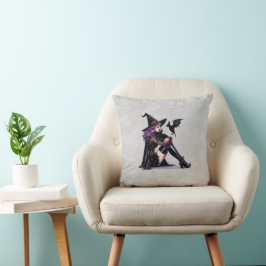 Lila Pin Up Häxa Kudde