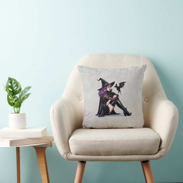 Lila Pin Up Häxa Kudde (Stol)