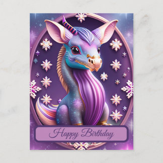 Lila Pink Drache, fantasievolle Digital Art Vykort