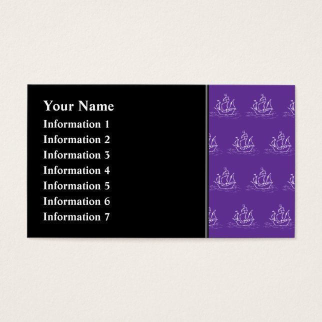 Lila Pirat Frakt Mönster. Visitkort (Framsidan)
