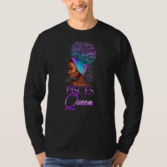 Lila Pisces Queen African American Woman March F T Shirt (Framsida)
