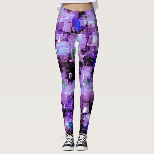 Lila Pixelated Leggings (Framsida)