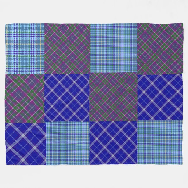 Lila Play/Blue Patchwork Fleece Blanket (Framsidan (Horisontell))