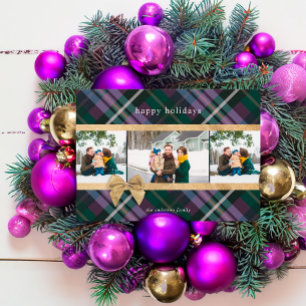 Lila Play Gift Wrapped & Guld Bow - foto Julkort