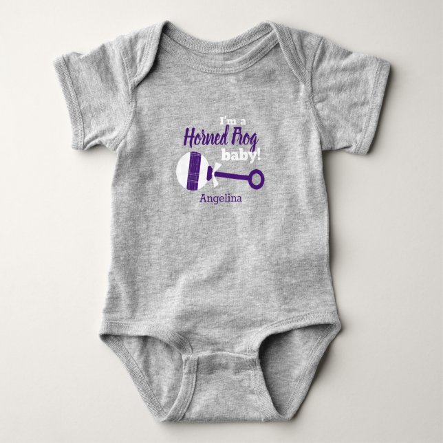 Lila Play Horned Frog Baby Bodykostym T Shirt (Framsida)