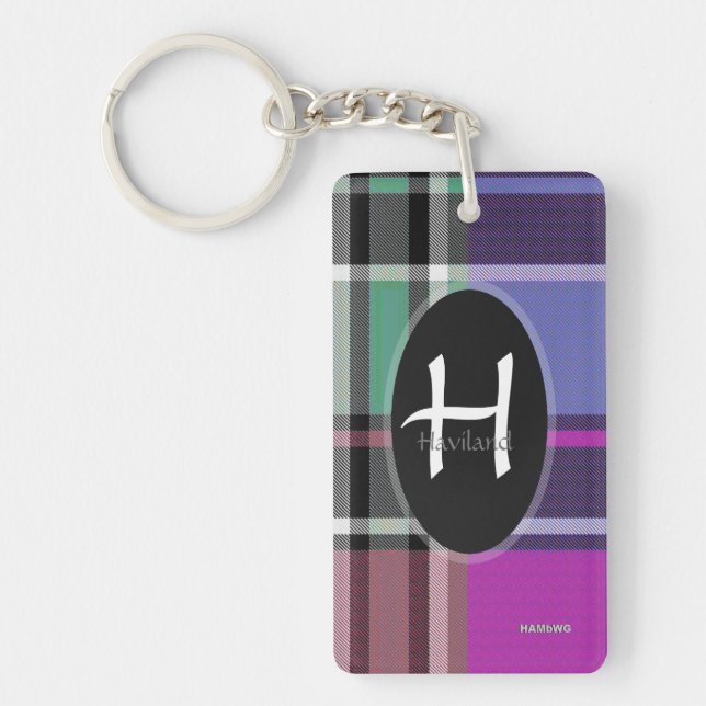 Lila Play Monogram Keychain - Akryl - HAMbWG Nyckelring (Framsidan)