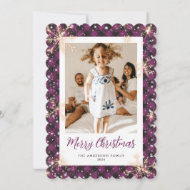 Lila Play Snowflake Photo God jul Julkort