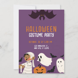 Lila Playful Halloween Costume Party Inbjudningar