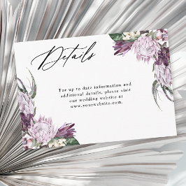 Lila Plommon Boho Blommig Bröllopsdetaljer Tilläggskort