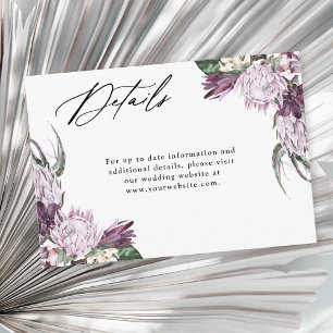 Lila Plommon Boho Blommig Bröllopsdetaljer Tilläggskort