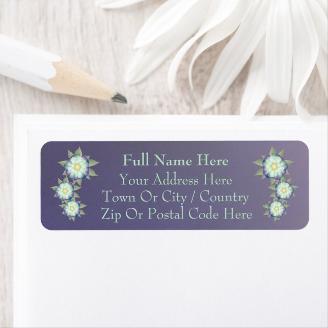 Lila plommon med kalk returadress etikett (Insitu)