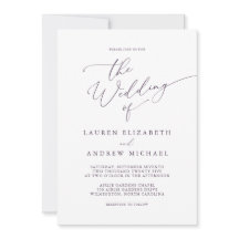 Lila Plommon Modern Minimalistisk Bröllopsinbjudan